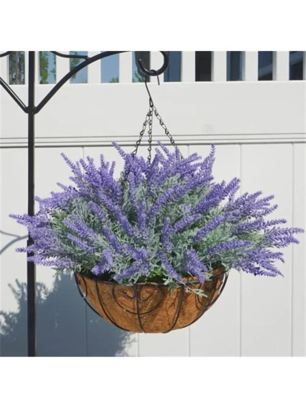 Artificial Lavender Hanging Basket Faux Flowers Porch Patio Spring Decor Planter
